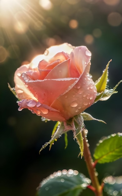 Zdjęcie piękna różowa róża w studiu.