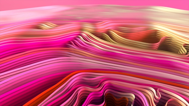 Piękna różowa tkanina porusza się na wietrze Ruchy fal Poziome fałdy w tkaninie Tkanina falista