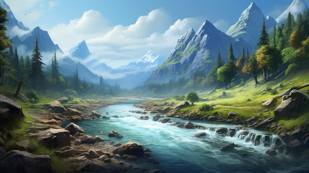 Piękna rzeka ilustracja