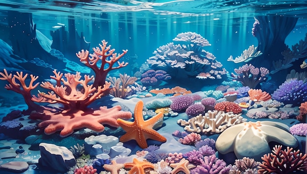 Piękna scena koralowa na dnie morza