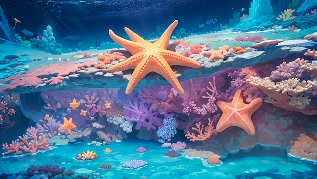 Piękna scena koralowa na dnie morza