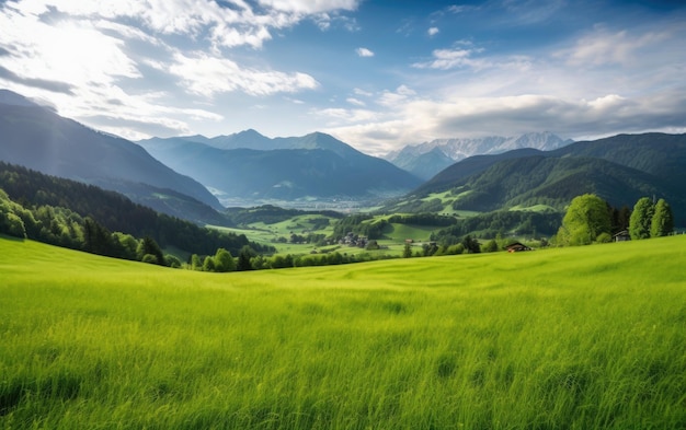 Piękna sceneria górska i niebieskie niebo