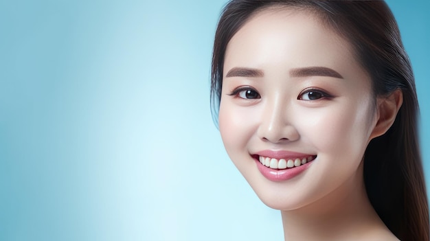 Piękna słodka dziewczyna azjatyckiego wyglądu na zwykłym świetle tła AI pokolenia
