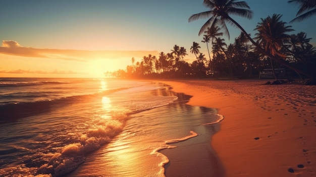 piękna tapeta z krajobrazem plaży z drzewem kokosowym