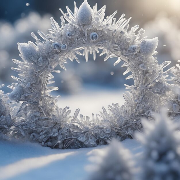Zdjęcie piękna trójwymiarowa ramka zimowa