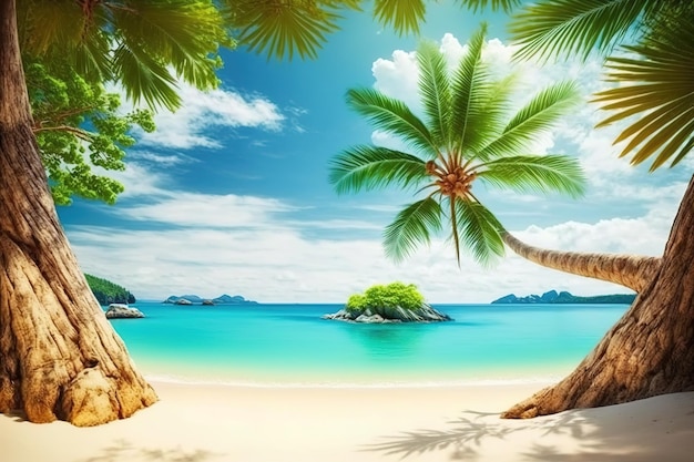 Zdjęcie piękna tropikalna plaża i morze z kokosem
