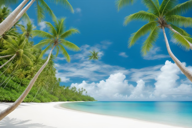 Piękna tropikalna plaża i morze z kokosową palmą na rajskiej wyspie