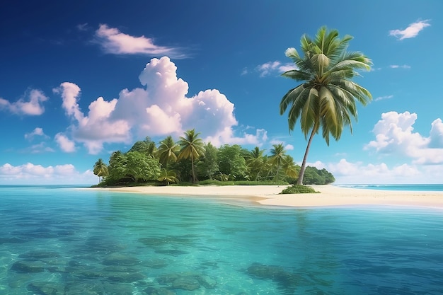 Piękna tropikalna plaża i morze z palmą kokosową na rajskiej wyspie