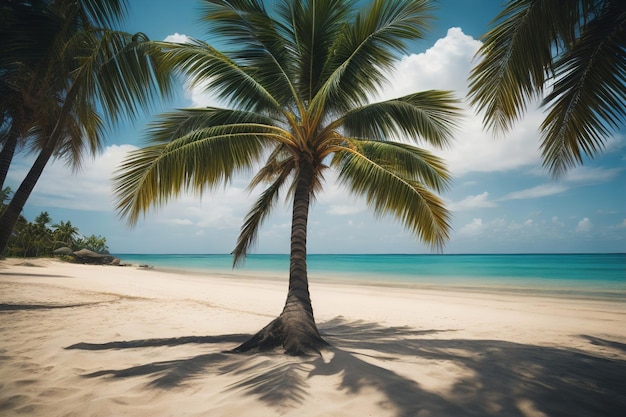 Piękna tropikalna plaża z palmami kokosowymi
