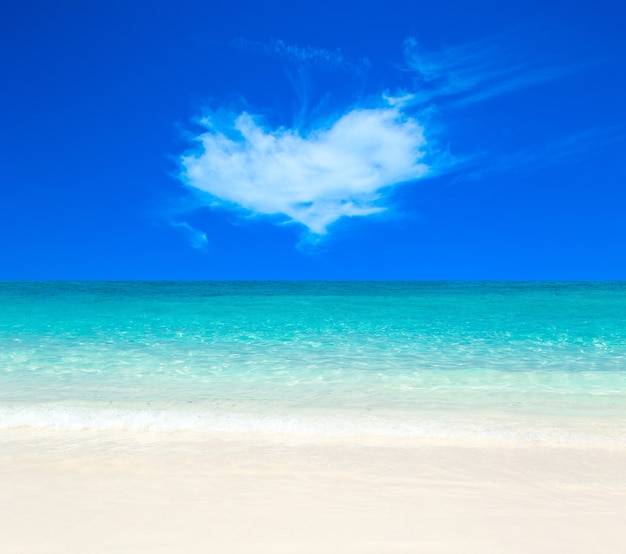 Piękna Tropikalna Wyspa Malediwy Z Plażą, Morzem I Błękitnym Niebem Dla Koncepcji Tła Wakacje Natura