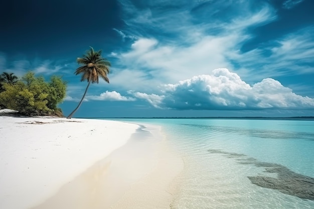 Piękna tropikalna wyspa z palmami i plażową panoramą jako obraz tła