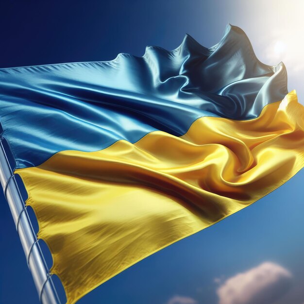 Piękna ukraińska flaga z niebieskimi i żółtymi kolorami zatrzymaj wojnę na tle