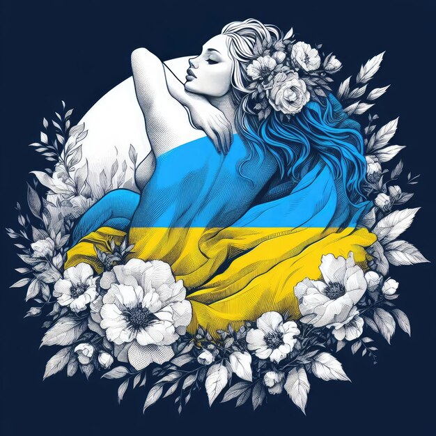 Zdjęcie piękna ukraińska flaga z niebieskimi i żółtymi kolorami zatrzymaj wojnę na tle