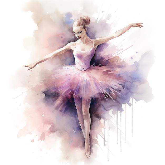 Piękna wdzięczna baletowa kobieta w pięknie pomalowanej sukience wykonuje fotografię tańca