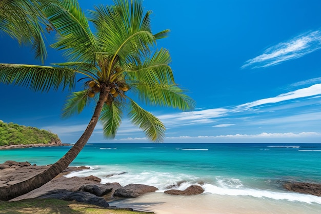 Piękna zewnętrzna tropikalna plaża morza wokół wyspy Samui z palmami kokosowymi i innymi