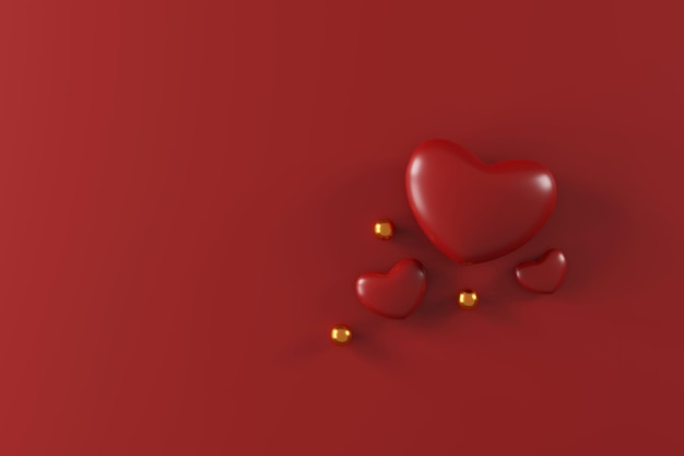 Piękne 3D Rendering Dnia Walentynek Koncepcja Romantic Greeting Card Produkt i Podium Display Design z Sercami Miłość i Sentiment