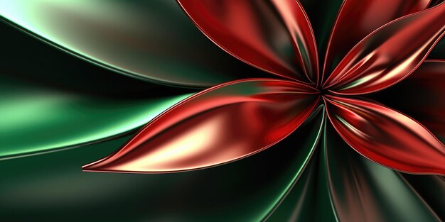 Piękne abstrakcyjne czerwone i zielone błyszczące metaliczne kwiatowe tło generatywne ai AIG32