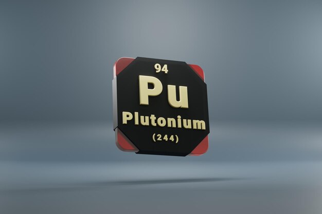 Zdjęcie piękne abstrakcyjne ilustracje stojące czarne i czerwone plutonium element tabeli okresowej mod