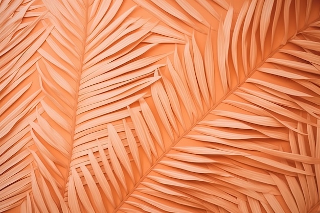 Piękne abstrakcyjne pomarańczowe terakotowe tło z pomarańczowymi liśćmi palmy
