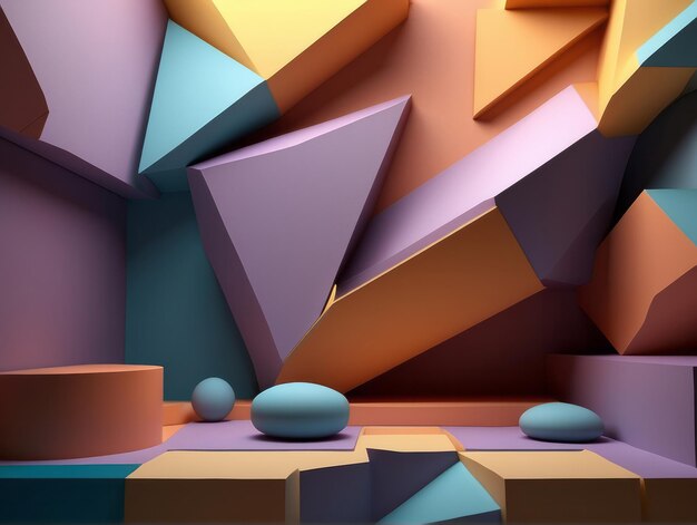 Piękne abstrakcyjne tło z prymitywami i geometrią 3D ilustracja 3D rendering