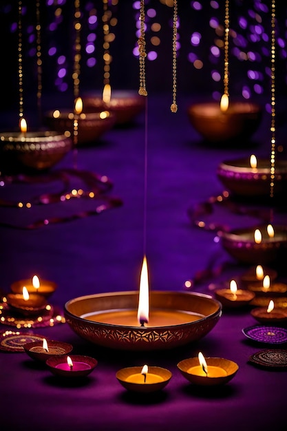 Piękne białe lampy Diwali i tła oświetlone podczas uroczystości