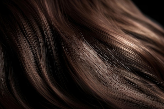 Piękne ciemne włosy w tle Zdrowe, gładkie, lśniące włosy Generacyjna sztuczna inteligencja