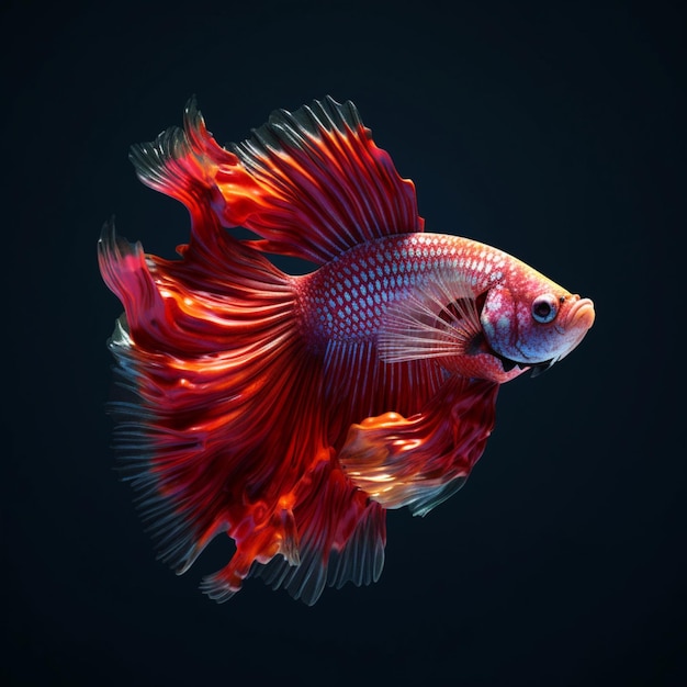 Piękne czerwone ryby z akwarium dramatyczne oświetlenie czarne tło sztuczna inteligencja generowana sztuka