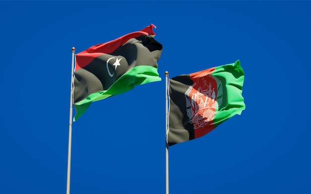 Piękne Flagi Państwowe Afganistanu I Libii