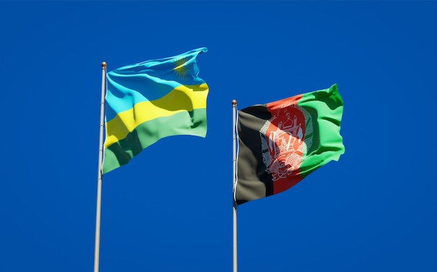 Piękne flagi państwowe Afganistanu i Rwandy