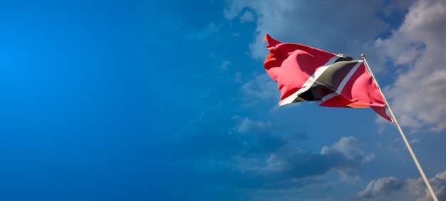 Piękne Flagi Państwowe Trynidadu I Tobago Na Błękitne Niebo