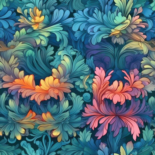 Piękne gradientowe wzory kwiatowe w stylu Jamesa Jeana AI Generated