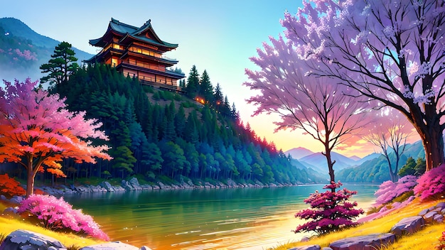 Piękne i kolorowe krajobrazy w Japonii