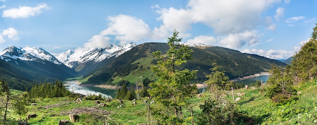 Piękne Jezioro Speicher Durlassboden W Austriackich Alpach