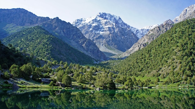 Piękne jezioro w górach Fann PamirAltay w Tadżykistanie
