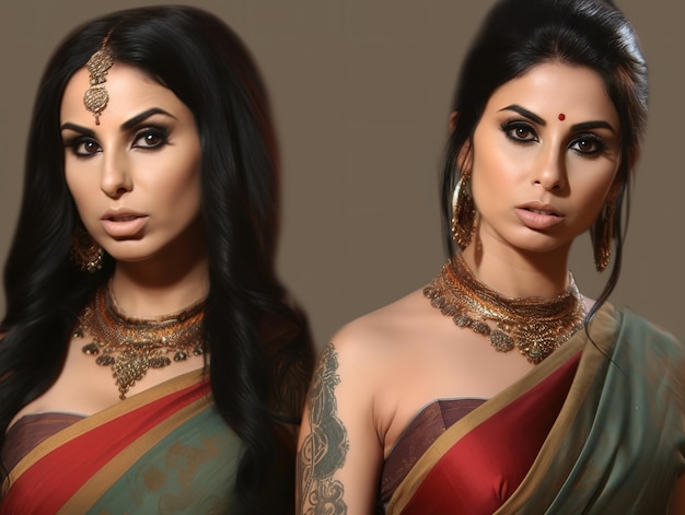 Piękne kobiety w indyjskich ubraniach, indyjska kultura.