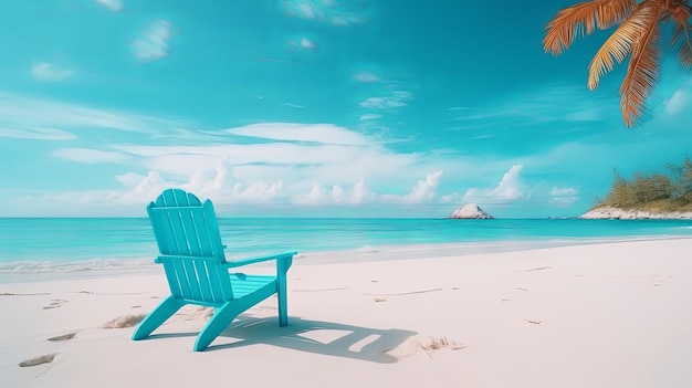 Piękne krzesła plażowe na piasku w pobliżu morza letnie wakacje i wakacje koncepcja turystyki tropikalny krajobraz inspirujący