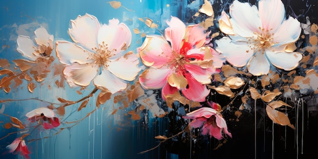 Piękne kwiaty Abstrakcyjne tło Solor mieszane farby akrylowe Abstrakcyjny ocean ART Naturalny luksus