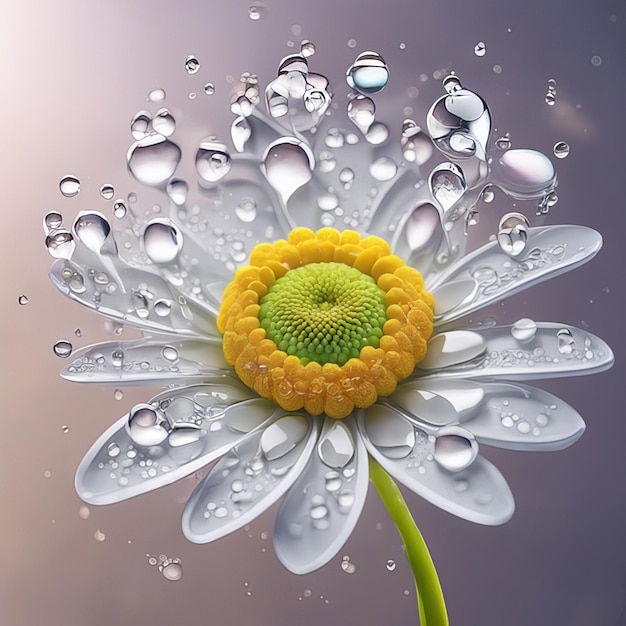 Piękne kwiaty stokrotki ustawiają lekkie cząsteczki wody