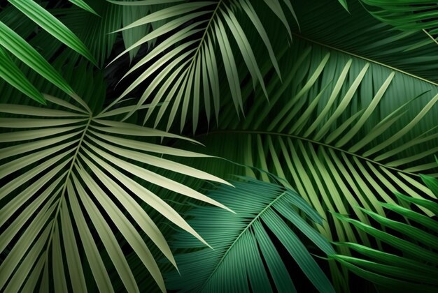 Piękne liście palmowe tło generatywne AI