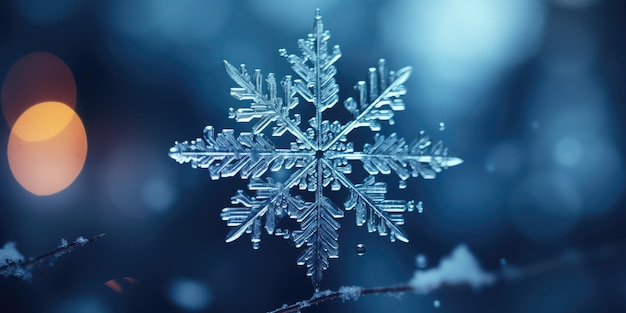 Piękne makro zdjęcie płatka śniegu Zima Wysokiej jakości zdjęcie Generatywna sztuczna inteligencja