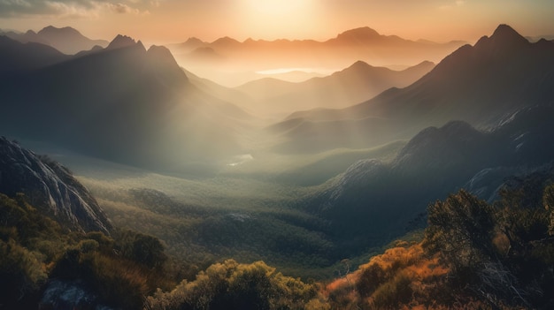 Piękne malownicze krajobrazy z górami w Europie Generative AI