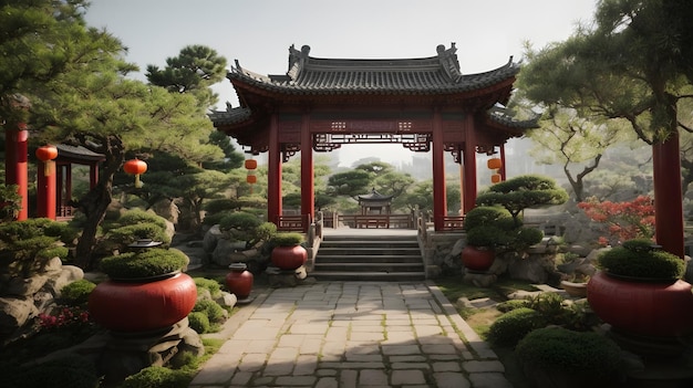 piękne miejsce ogród chiński w sezonie jesiennym