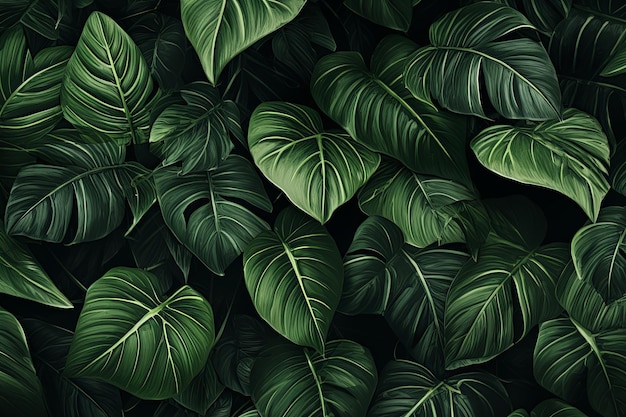Piękne Monstera tropikalne zielone liście rośliny tło 3d rendering