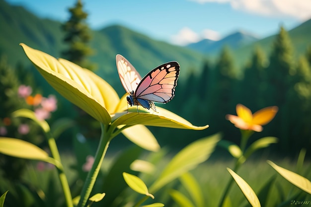 Zdjęcie piękne motyle latają kwiaty dzikie zwierzęta przyroda krajobraz motyle tapeta tło