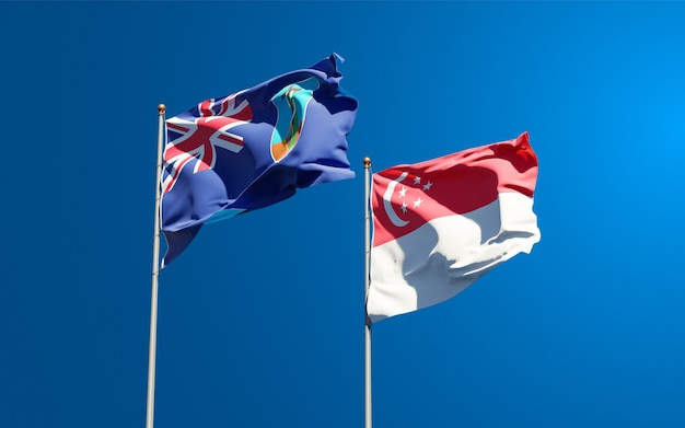 Piękne narodowe flagi państwowe Montserrat i Singapuru razem