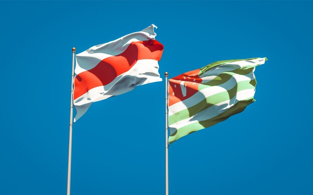 Piękne narodowe flagi państwowe Nowej Białorusi i Abchazji razem