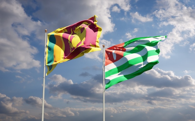 Piękne narodowe flagi państwowe Sri Lanki i Abchazji razem