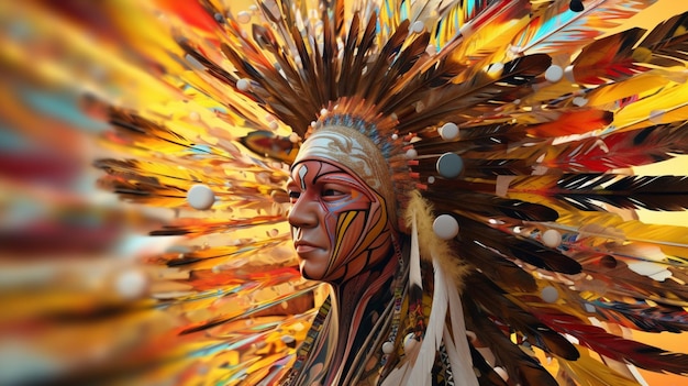 Piękne Native American Indian abstrakcyjna sztuka generatywna Ai