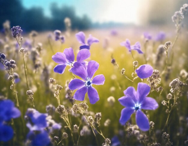 Piękne naturalne tło kwiatowe z polem pełnym kwiatów