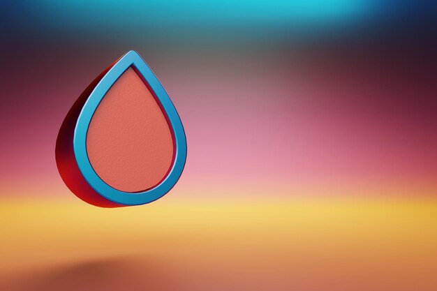 Zdjęcie piękne niebieskie ikony kropli krwi na wielokolorowym jasnym tle 3d